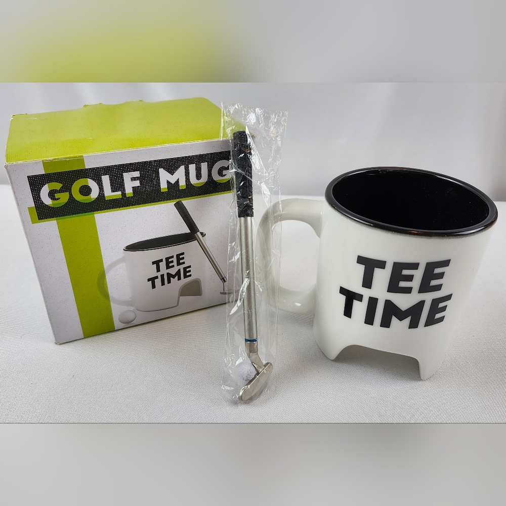 Tee Time 8 Ounce Golf Mug Tea Coffee Cup Mini Golf Club Pen & Mini Ball
